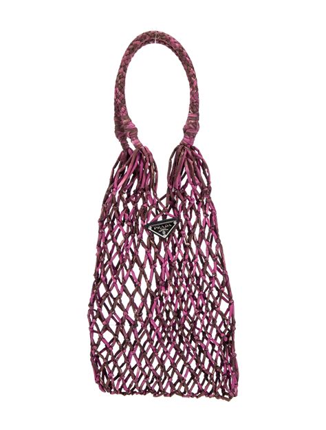 Prada Fishnet Drawstring Bucket bag .